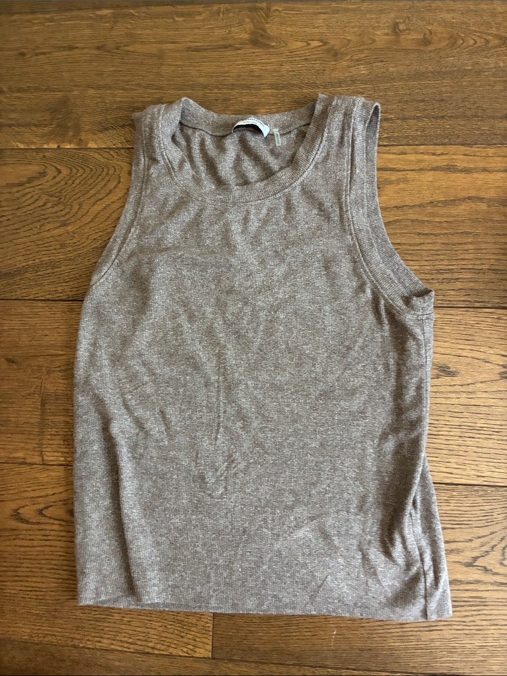 LNA Sleeveless Knit Tank Top in Taupe Heather